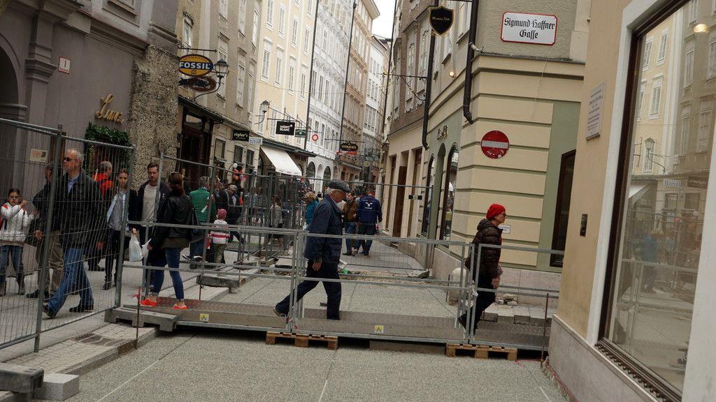 Bauarbeiten in der Getreidegasse