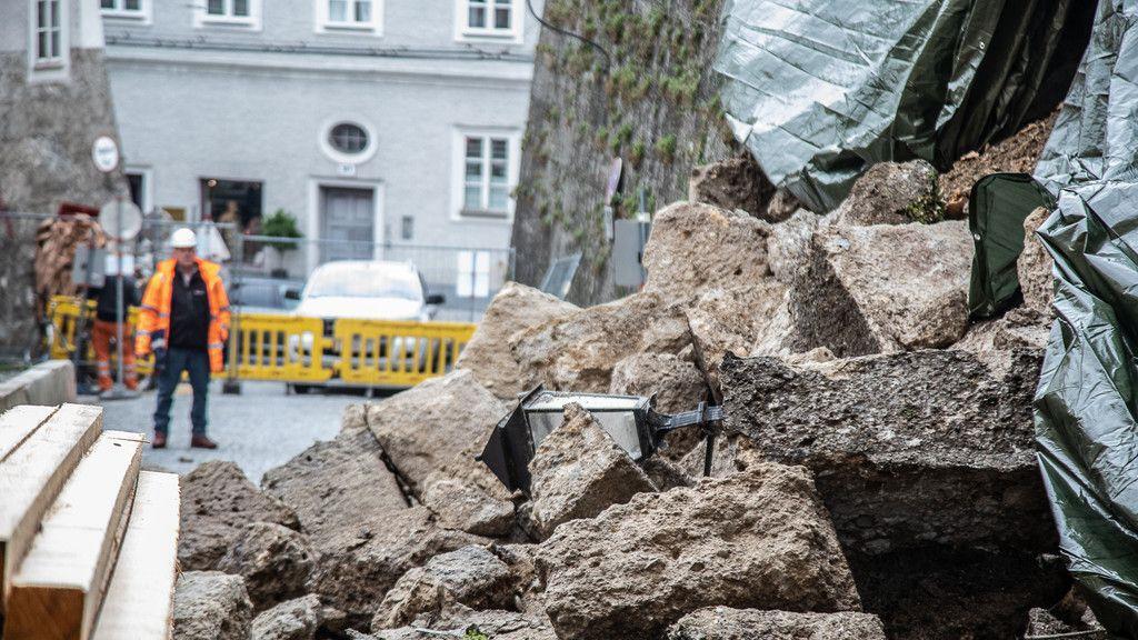 Historische Mauer in Salzburg-Mülln eingestürzt