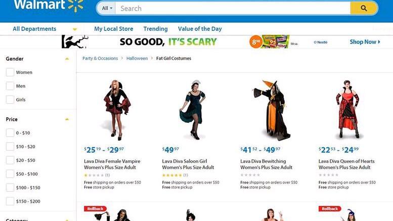 Walmart verkaufte "Fat Girl Costumes".
