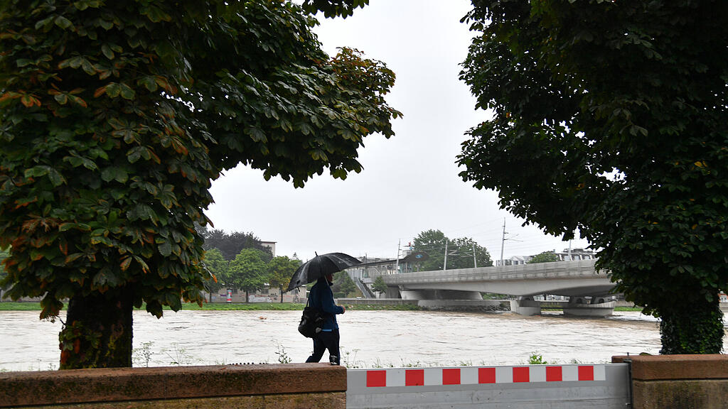 Hochwasser in der Stadt Salzburg