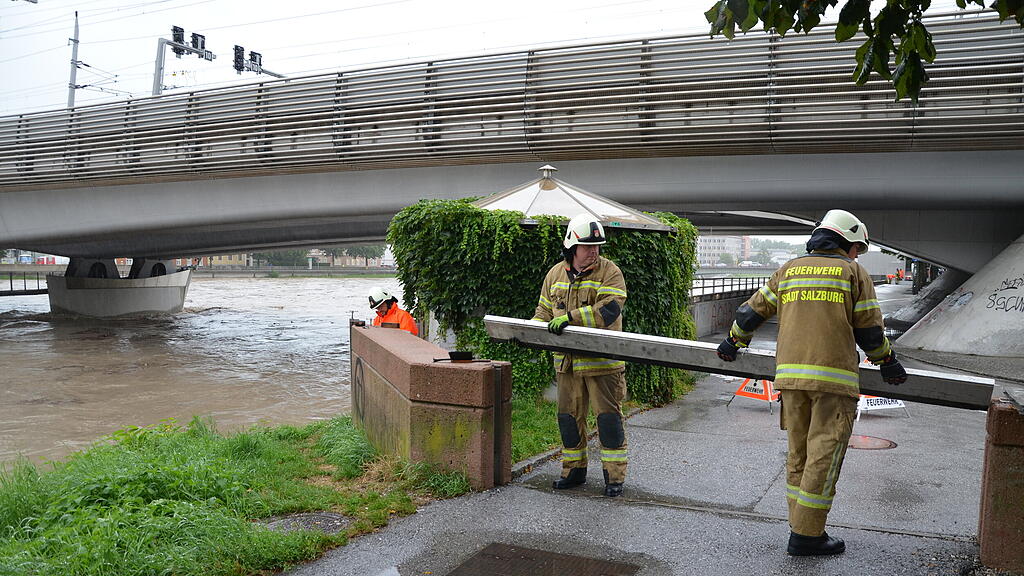 Hochwasser in der Stadt Salzburg