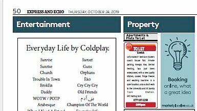 Coldplay, Kleinanzeige