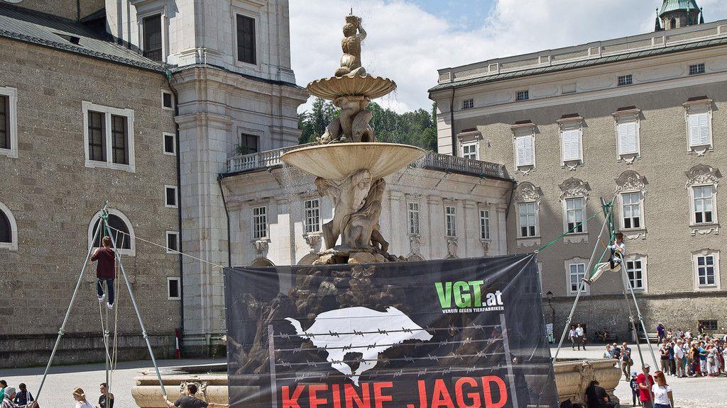 VGT protestiert am Residenzplatz gegen Gatterjagd