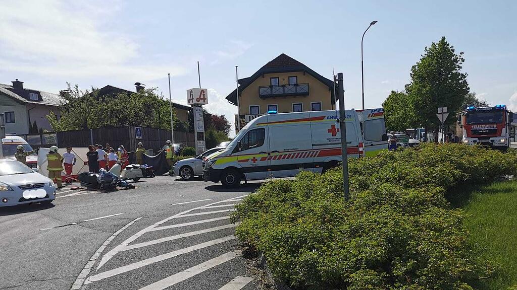 Motorrad contra Moped in Eugendorf