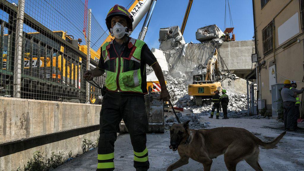 Autobahnbrücke stürzt in Genua ein: Aufräumen