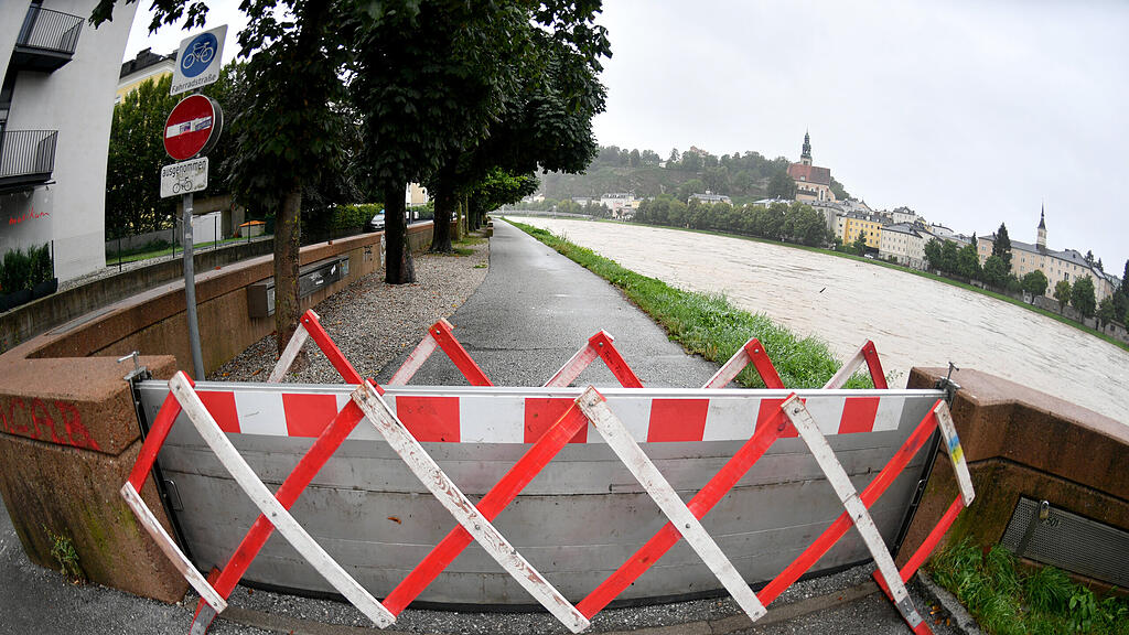 Hochwasser in der Stadt Salzburg