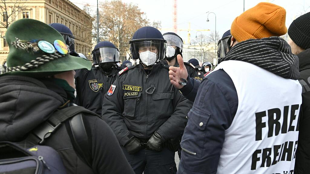 Verbotene Corona-Demo in Wien