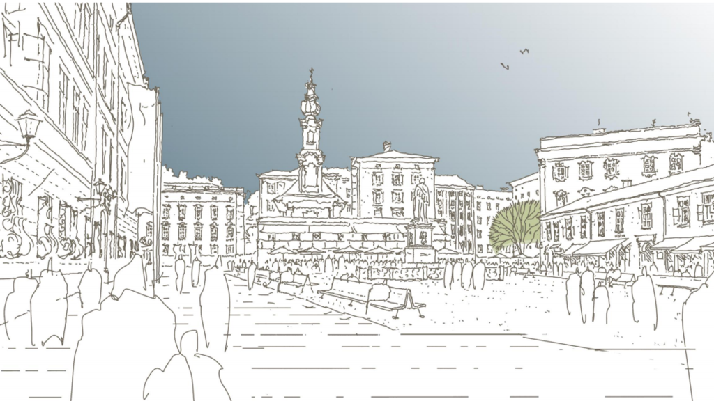 Ursprüngliche Pläne Umgestaltung Mozart- und Waagplatz
