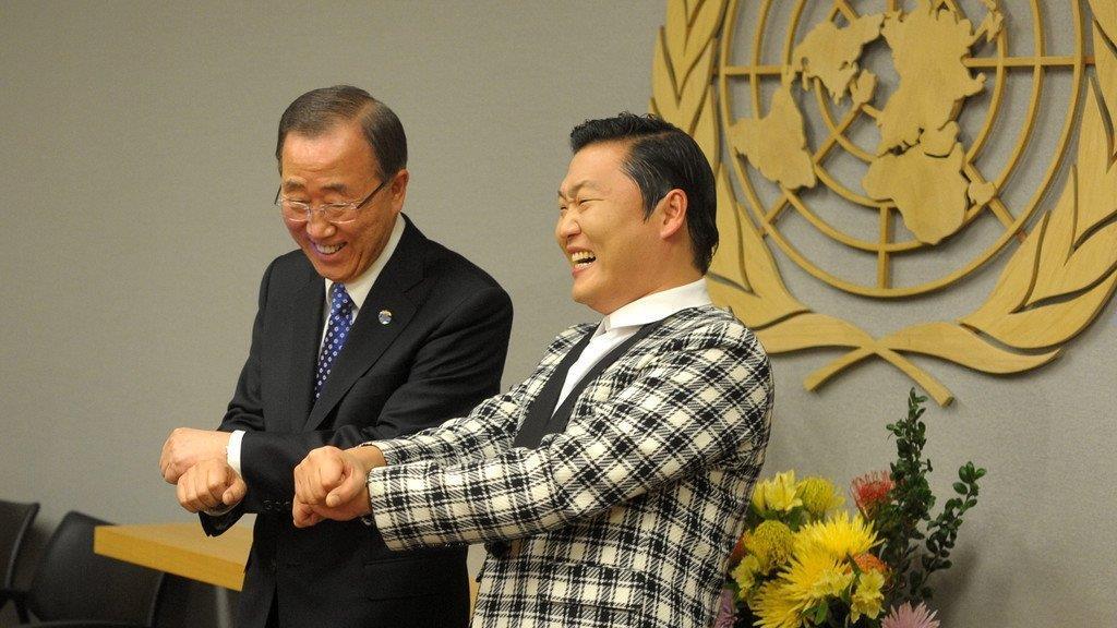 Ban Ki-Moon und Psy in Tanzlaune