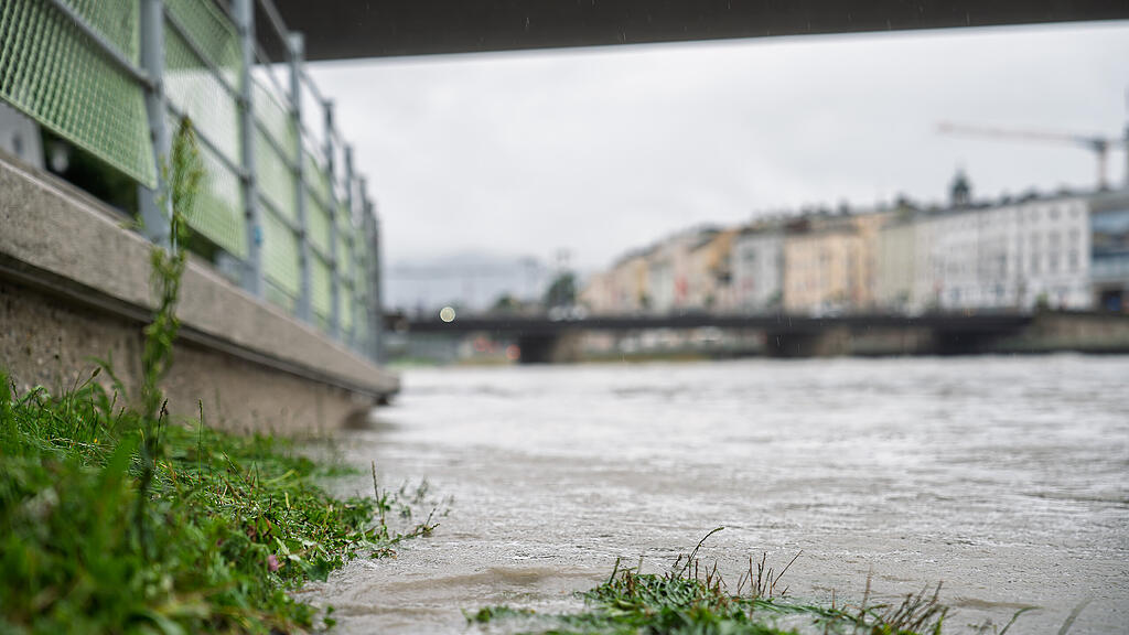 Hochwasser in der Stadt Salzburg