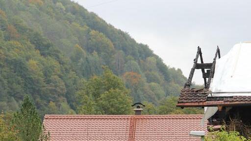 Brandruine am Tag danach