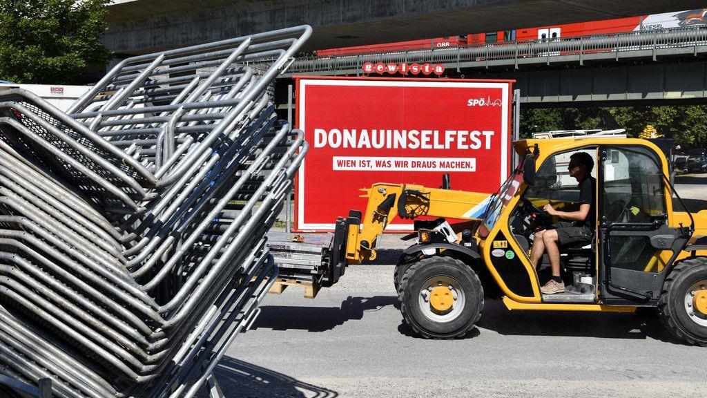 Aufbauarbeiten Donauinselfest 2018
