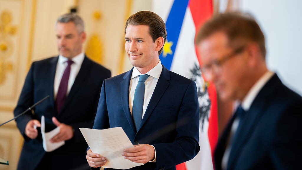 Pressekonferenz Kurz, Anschober, Nehammer