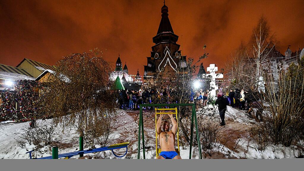 Eisbad in Russland