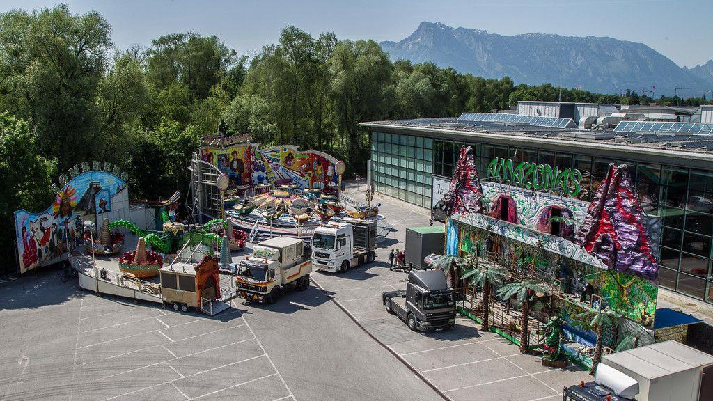 Aufbau der Salzburger Dult 2017