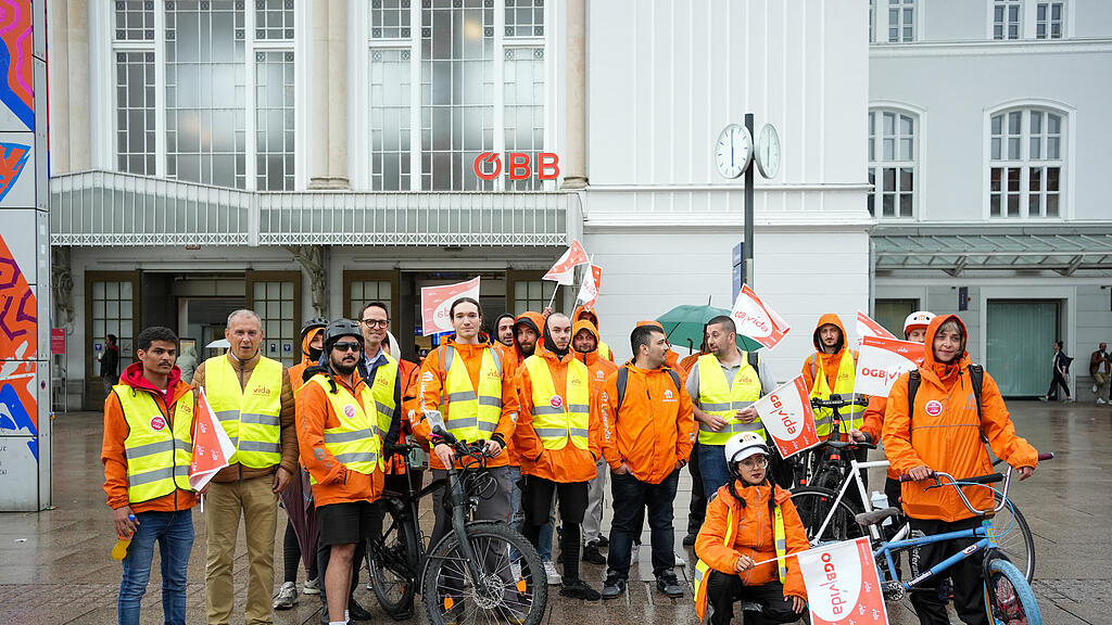 Fahrradkuriere streiken in Salzburg