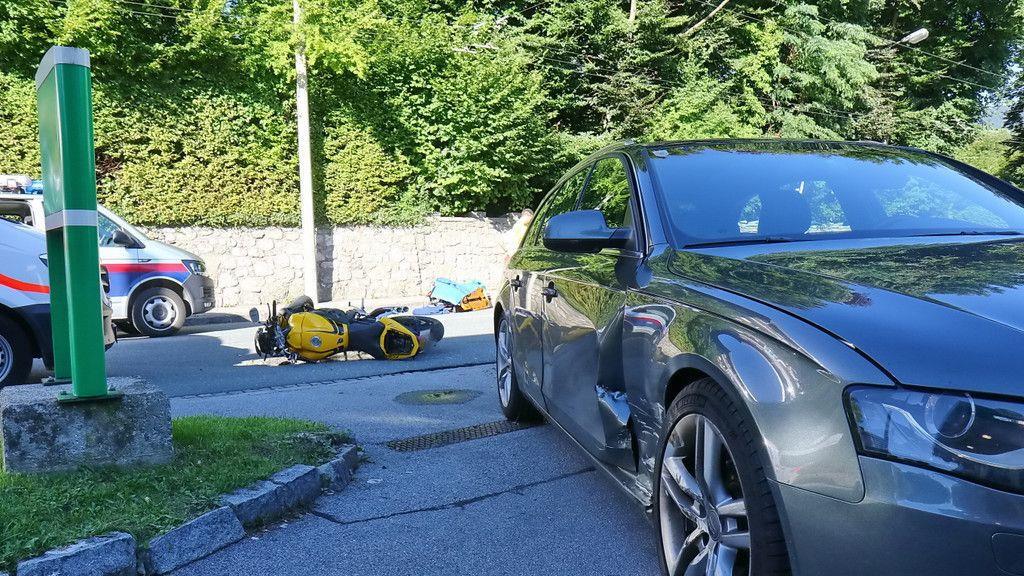 Motorrad contra Pkw in der Aigner Straße