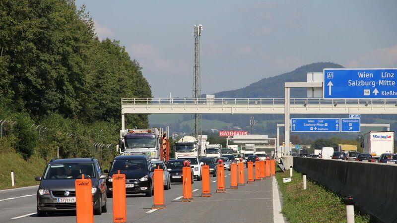 Die A1 Westautobahn wird in Salzburg Klessheim noch bis Mitte Oktober generalsaniert.