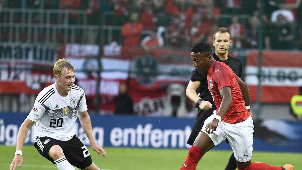 David Alaba (re.) forderte mit dem ÖFB-Team Julian Brandt (li.) und Weltmeister Deutschland.
