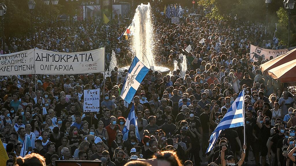 Demo Impfgegner Corona Griechenland