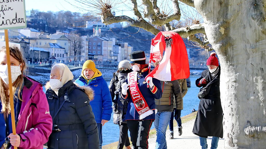Corona-Demonstration in der Stadt Salzburg