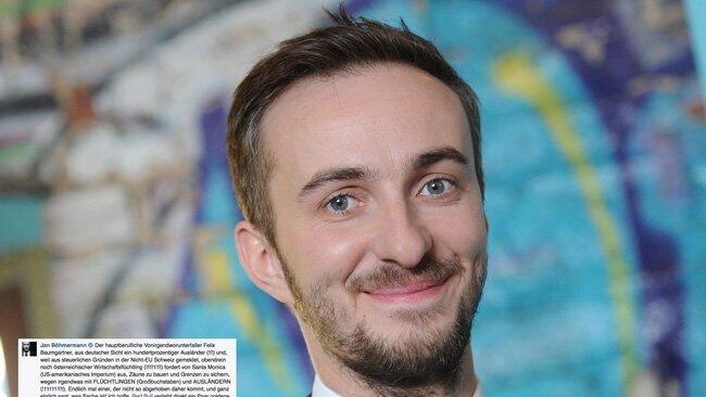 Jan Böhmermann reagiert mit Zynismus auf Baumgartners Postings.