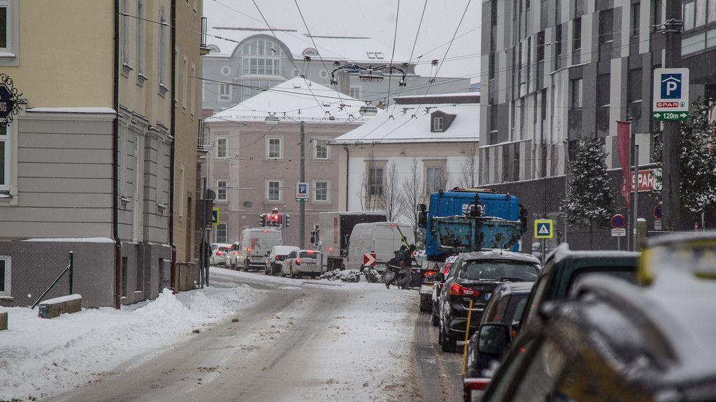 Schneechaos in der Stadt Salzburg