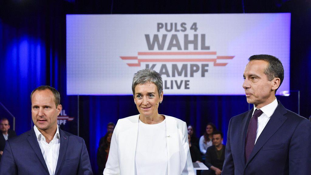 Puls-4-Duell: Christian Kern vs. Ulrike Lunacek