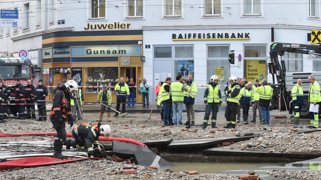 Wasserrohrbruch am Floridsdorfer Spitz in Wien