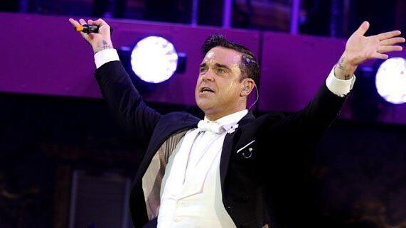Robbie Williams beim Konzert in Wien am Montagabend.