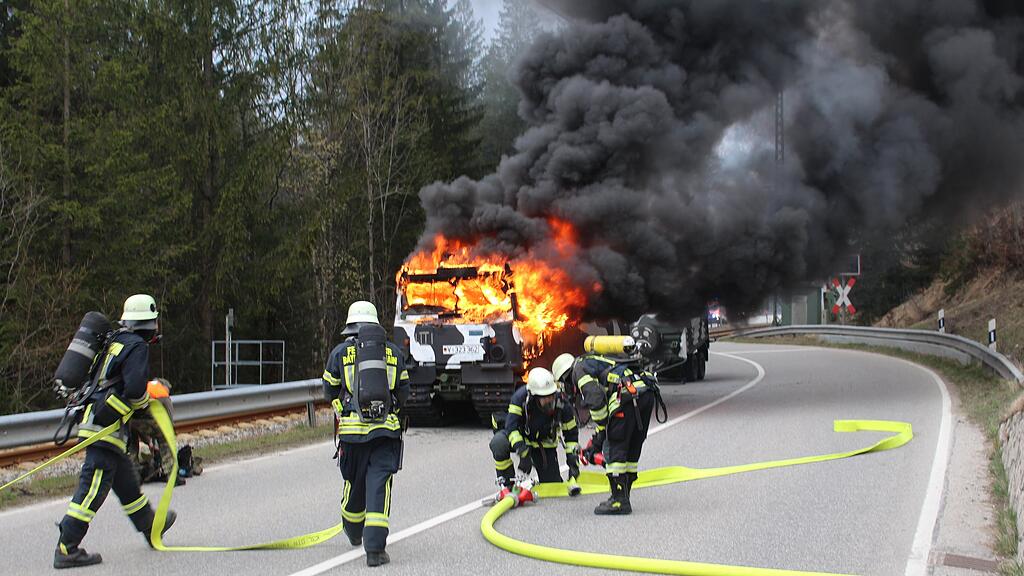 Brand Militärfahrzeug Bischofswiesen