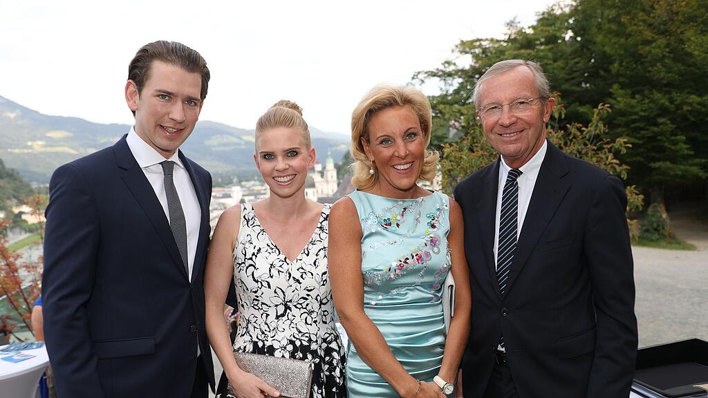 Sebastian Kurz, Freundin Susanne Thier, Christina und Wilfried Haslauer.