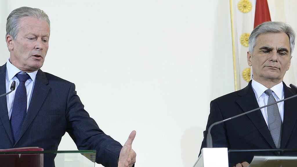 Vizekanzler Mitterlehner (links) und Kanzler Faymann einigten sich auf einen freundlicheren Ton.