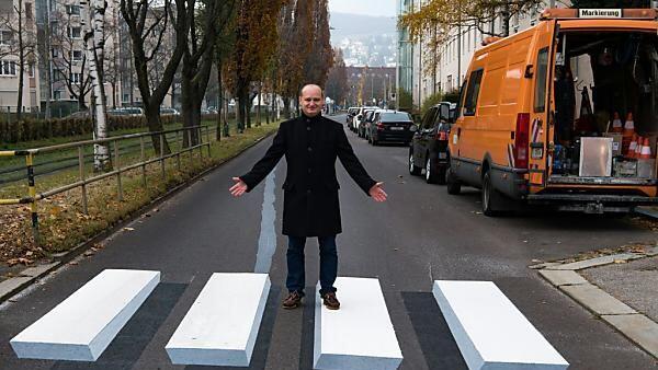 Österreichs erster 3D-Zebrastreifen in Linz-Urfahr