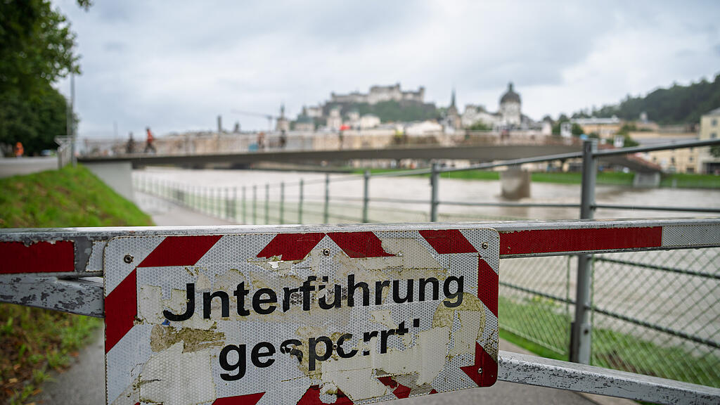 Hochwasser in der Stadt Salzburg
