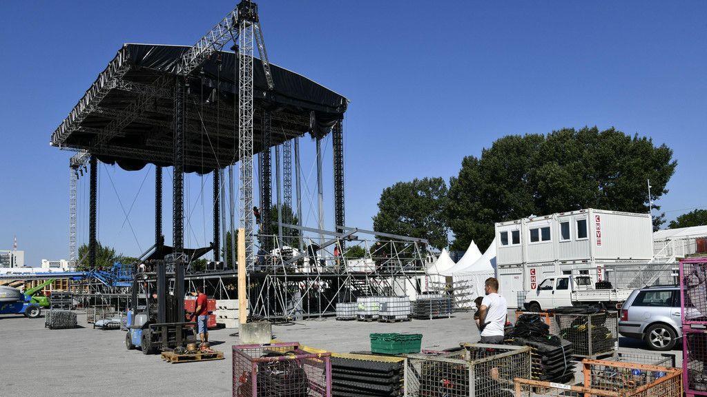 Aufbauarbeiten Donauinselfest 2018