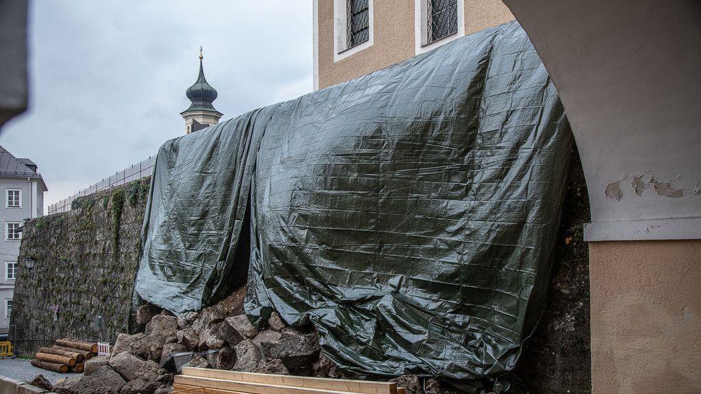 Historische Mauer in Salzburg-Mülln eingestürzt