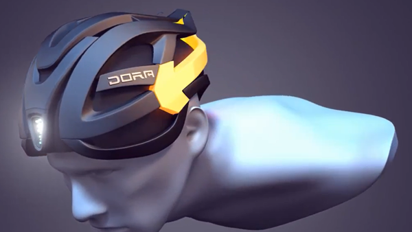 Der Hightech-Helm "DORA" blinkt und sorgt für mehr Schutz.