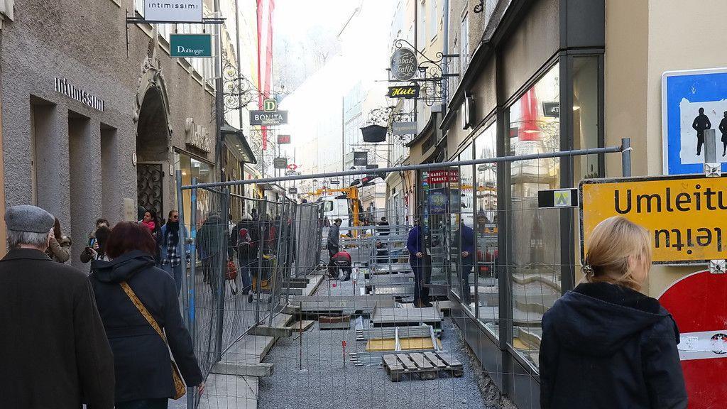 Bauarbeiten in der Getreidegasse
