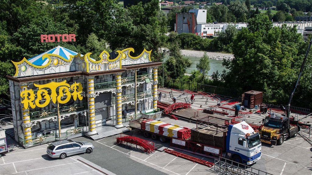 Aufbau der Salzburger Dult 2017