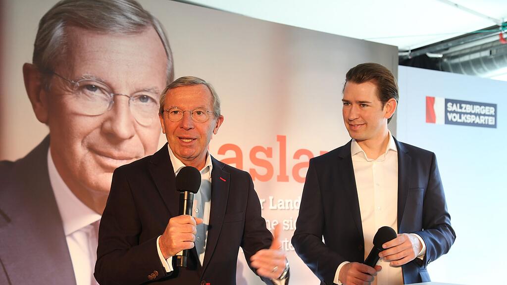 Wilfried Haslauer (li.) und Sebastian Kurz am Donnerstag in Salzburg.