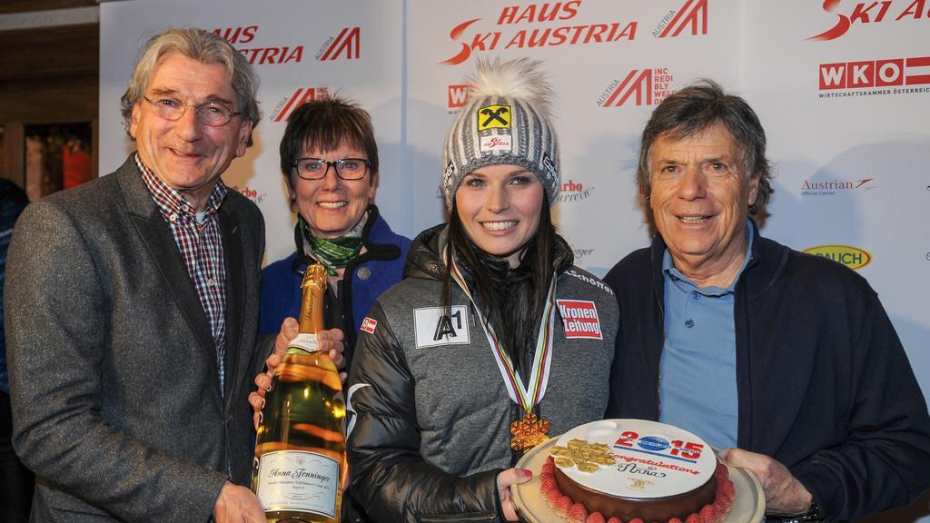 Ski-WM: Anna Fenninger feiert mit Stars im Haus "Ski Austria"