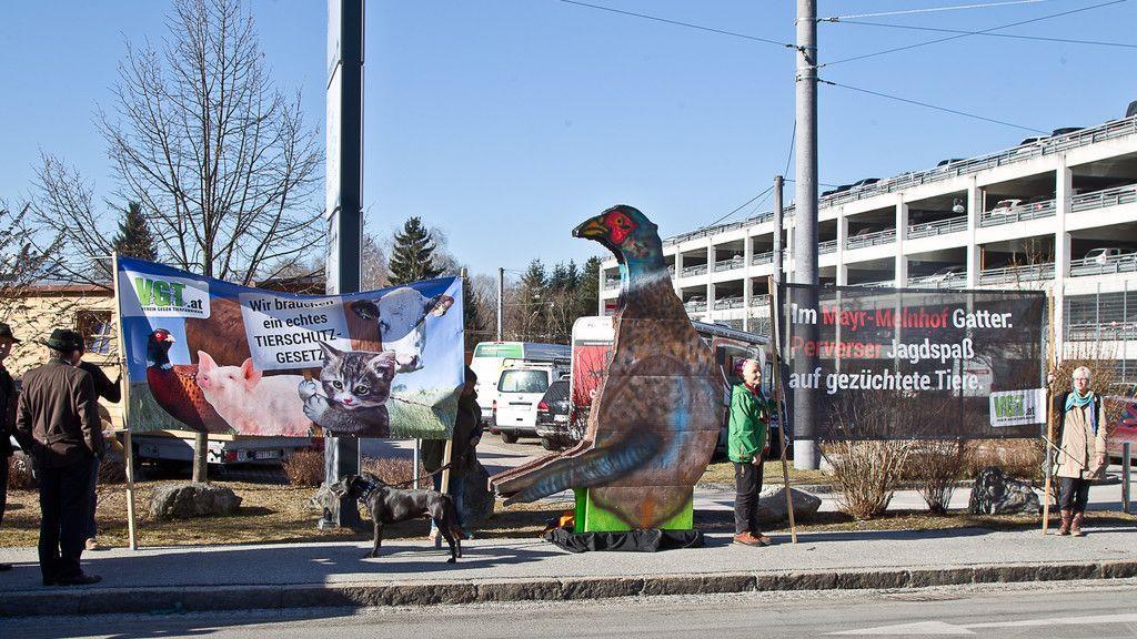 VGT-Protestaktion gegen "Hohe Jagd und Fischerei"
