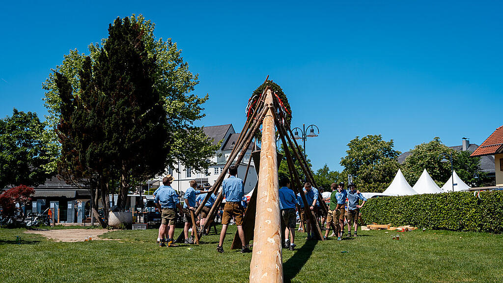 Maibaumaufstellen in Wals (am Kirchenplatz)