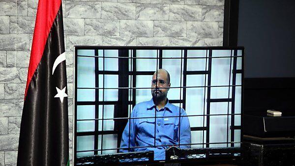 Saif al-Islam in Übertragung aus dem Gerichtssaal