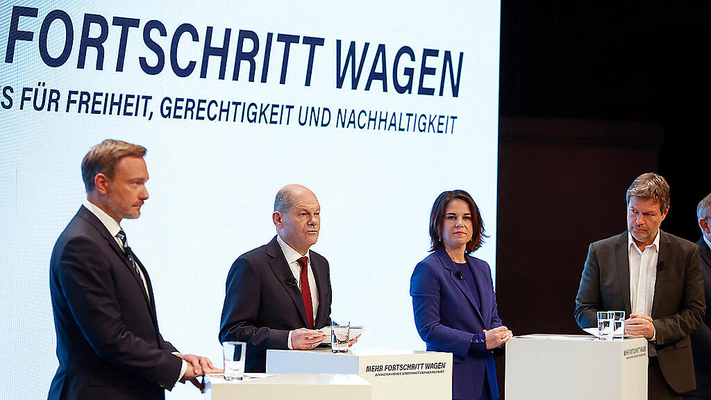 v. l. n. r.: Lindner, Scholz, Baerbock, Habeck
