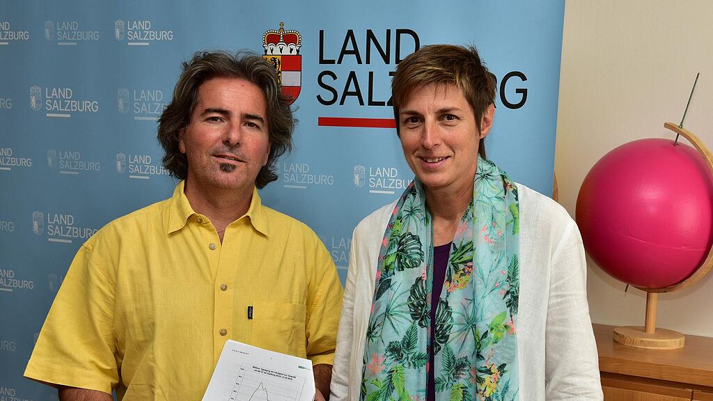 Flexibles Tempolimit auf der Westautobahn wirkt: Alexander Kranabetter, Referat Immissionsschutz und Landeshauptmann-Stellvertreterin Astrid Rössler