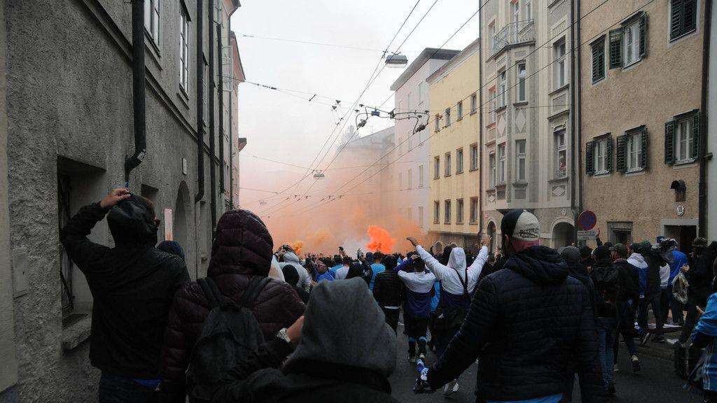 EL-Halbfinale in Salzburg: Fan-Marsch der Marseille-Anhänger