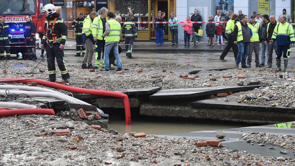 Wasserrohrbruch am Floridsdorfer Spitz in Wien