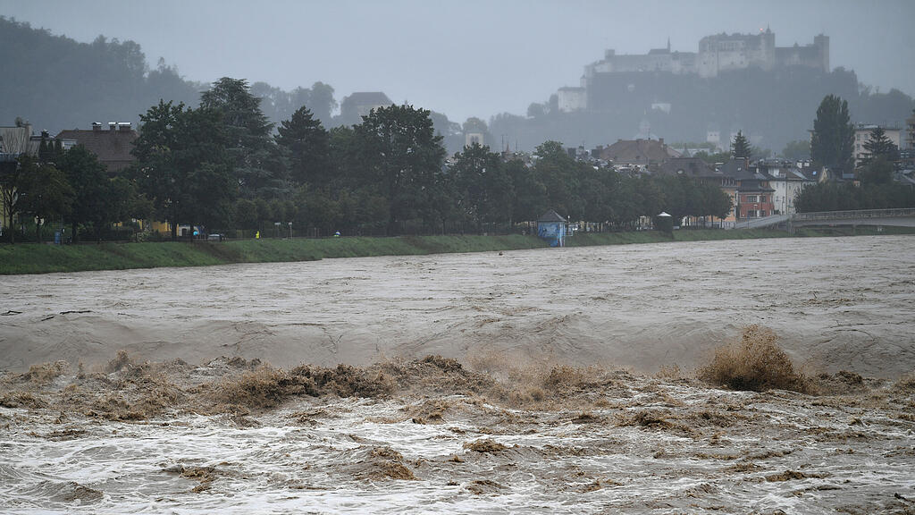 Hochwasser in der Stadt Salzburg